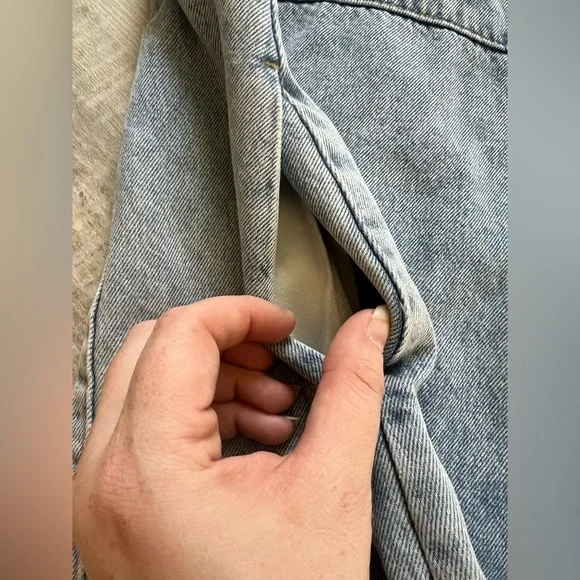 Free People Mia Long Puff Sleeved Light Wash Denim Mini Dress - Size Small - Picture 8 of 10